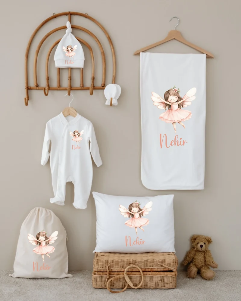 Sprookjesachtige meisjes - Gepersonaliseerde 6-delige Newborn Cadeauset met Naam