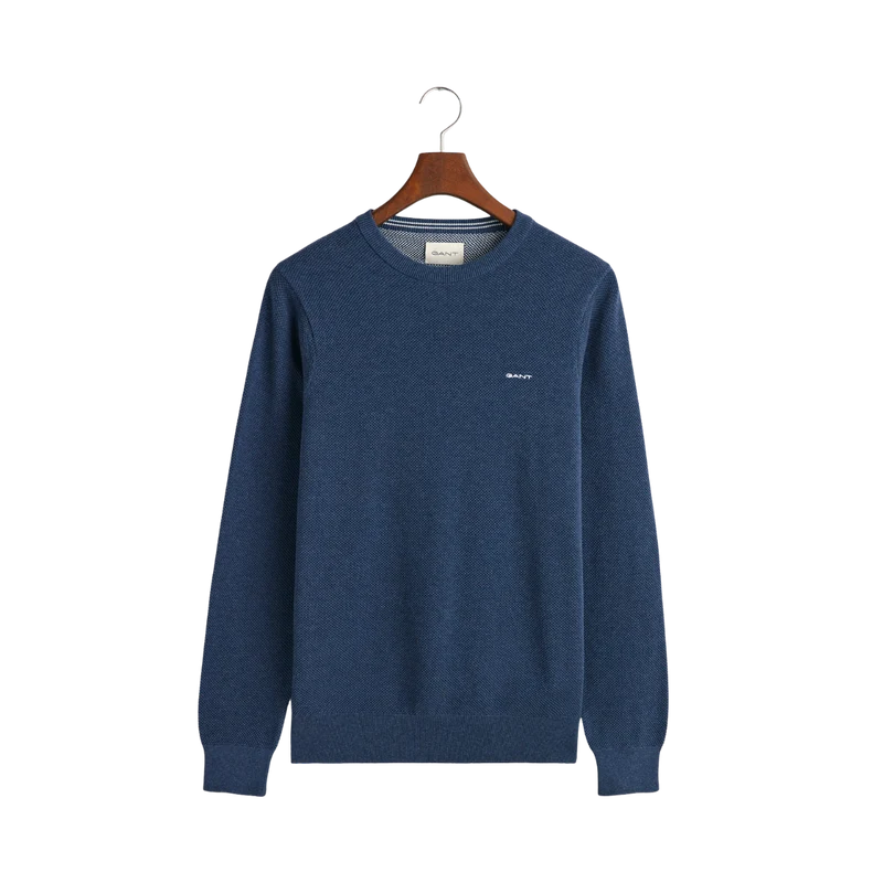 Cotton Pique C-Neck - Marine