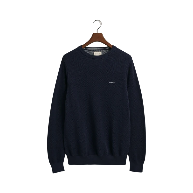 Cotton Pique C-Neck - Blue