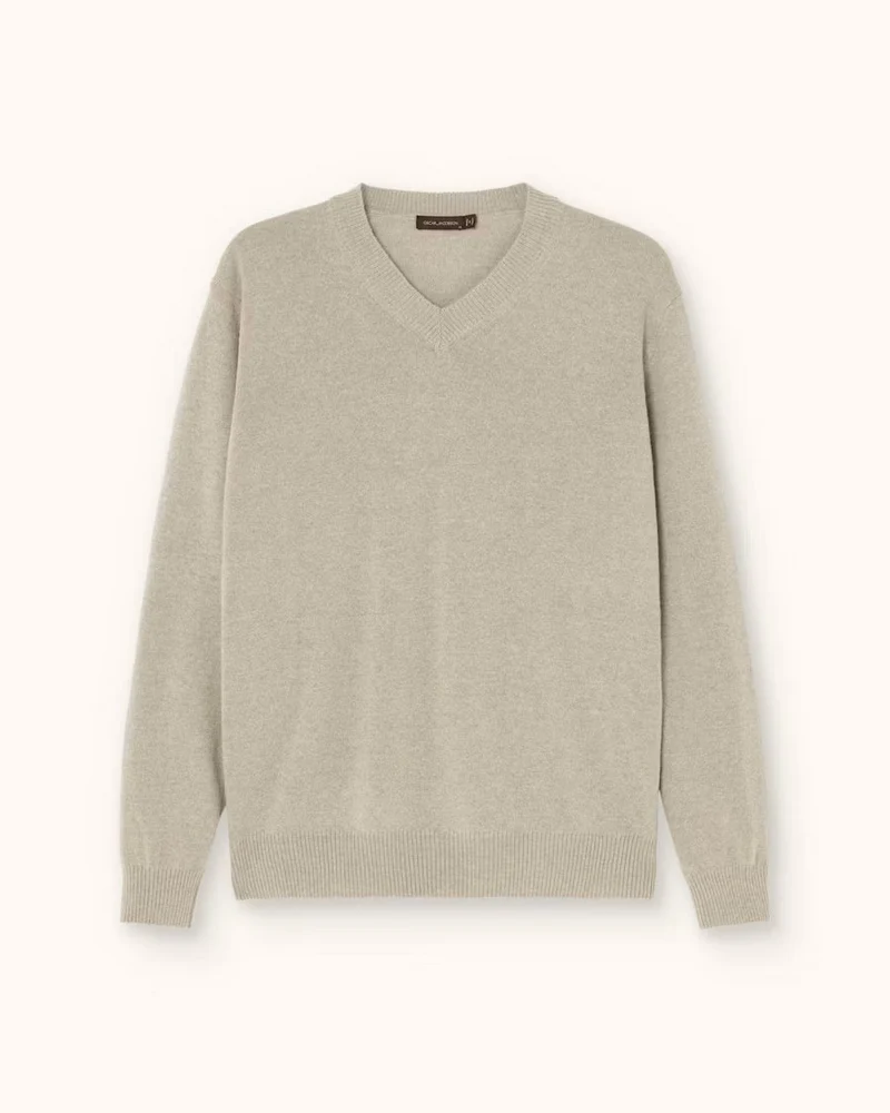 OSCAR JACOBSON Gregor V-Neck - Brick Beige