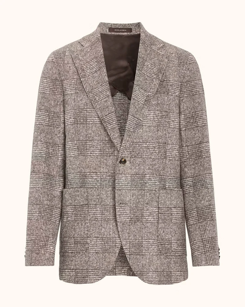OSCAR JACOBSON Ferry Patch Check Soft Blazer - Grey