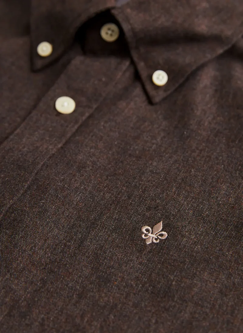 MORRIS Watts Flannel Shirt Slim - Brown