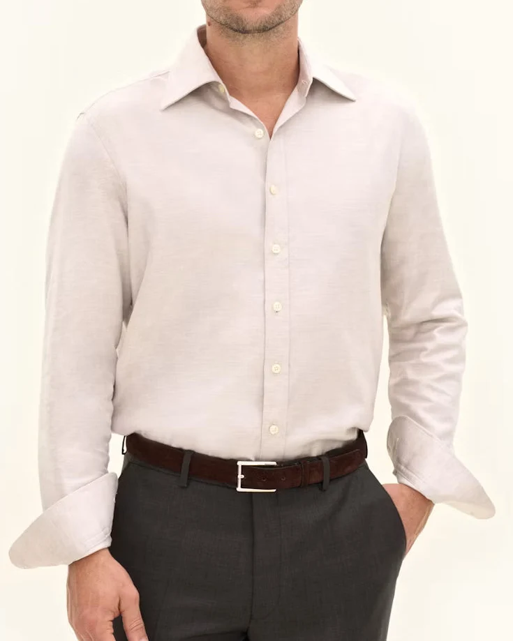 OSCAR JACOBSON Turn Down Shirt Regular - Brown