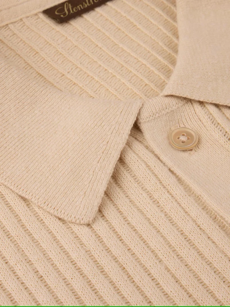 STENSTRÖMS Knitted SS Collared Shirt - Champagne
