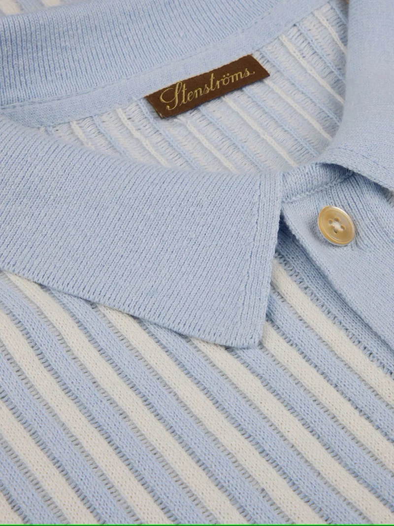 STENSTRÖMS Knitted SS Collared Shirt - Light Blue