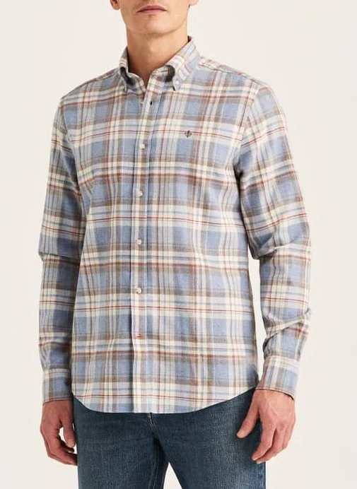 MORRIS Happy Flannel Check Shirt Classic - Blue