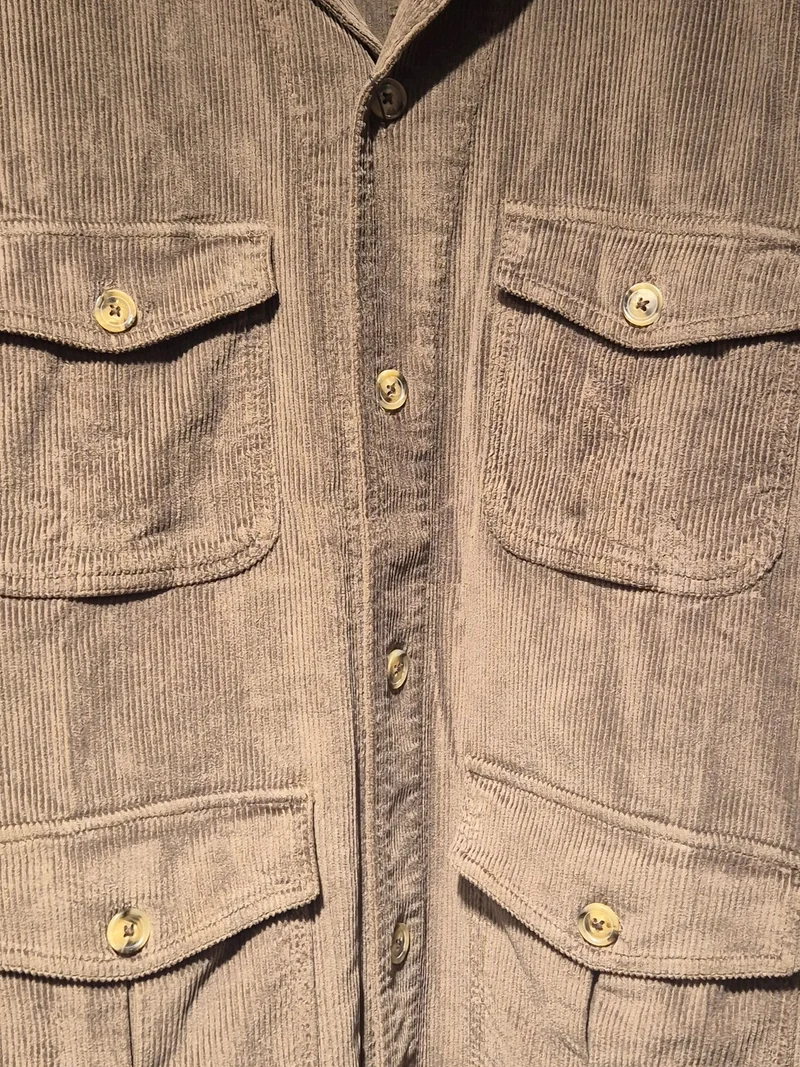 SAND Anders Cord Safari Overshirt - Dark Olive