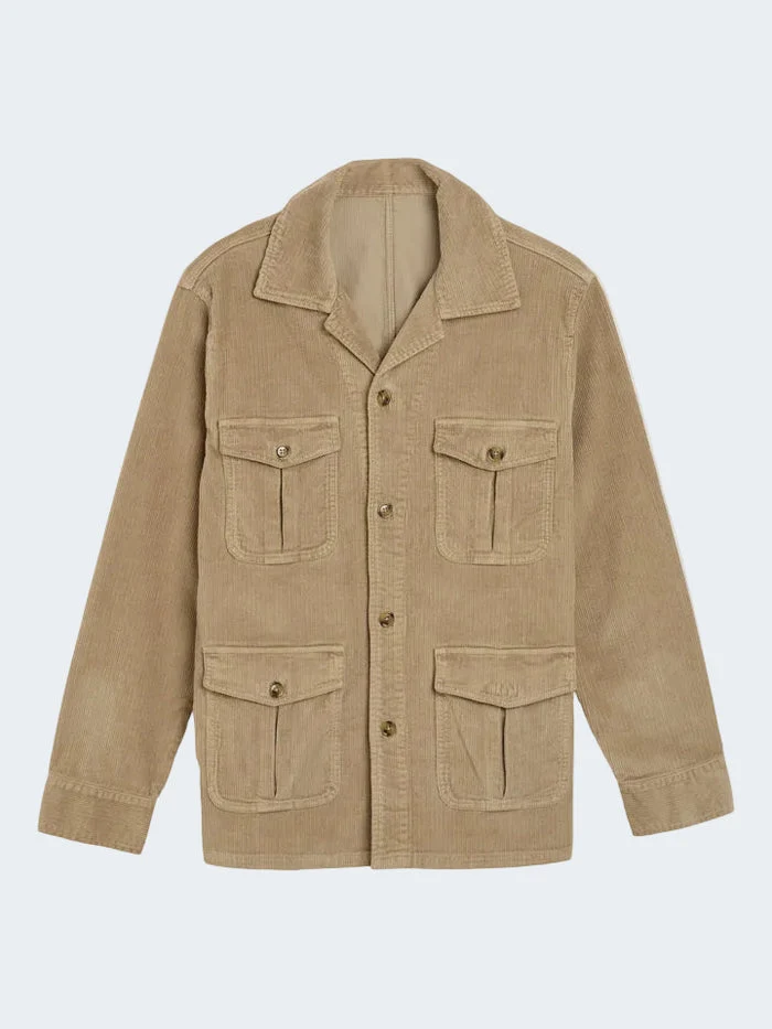 SAND Anders Cord Safari Overshirt - Light Camel