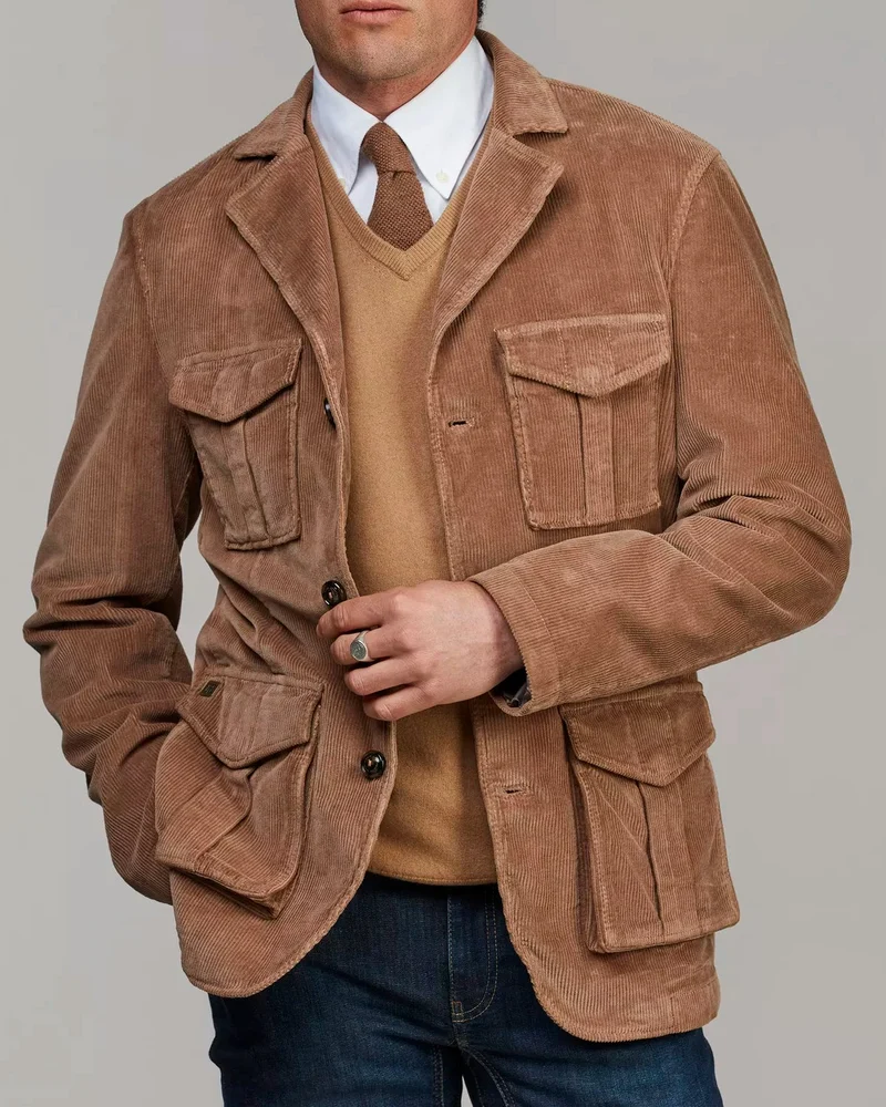 HANSEN & JACOB Duca Cord Safari Overshirt - Dark Beige