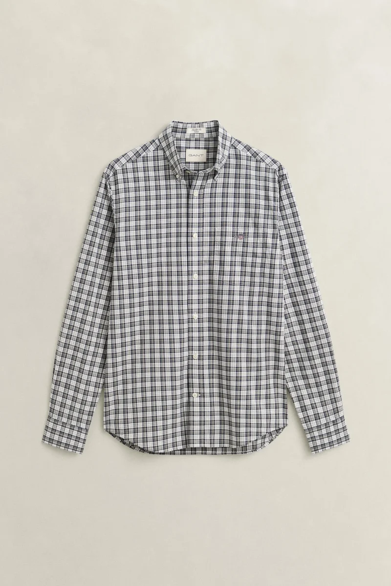 GANT Poplin Check Shirt Regular - Mist Taupe