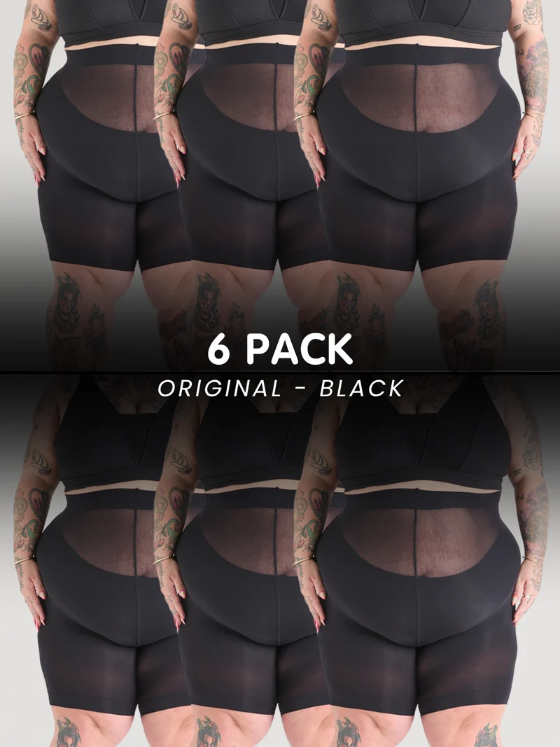 6 Pack Original Black Bundle - Stay Cool Chub Rub Shorts