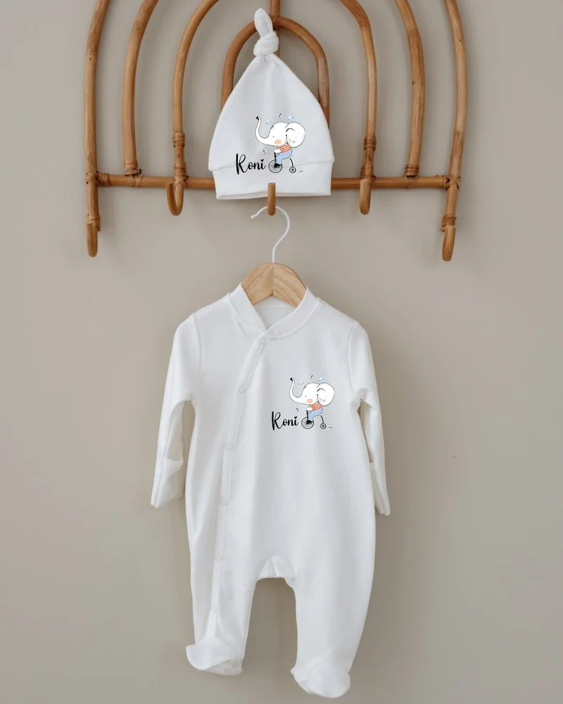 Olifant - Newborn Boxpakje met Muts & Naam – 0-3 mnd