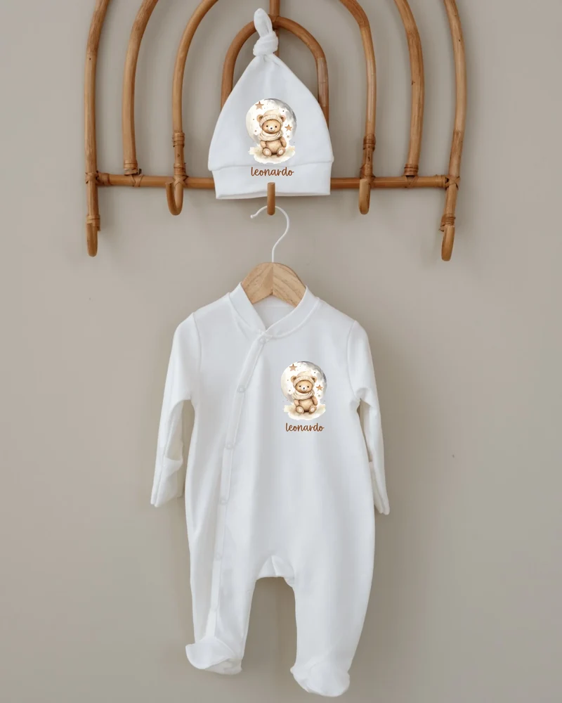 Teddybeer - Gepersonaliseerd Newborn Boxpakje met Naam – 0-3 Maanden