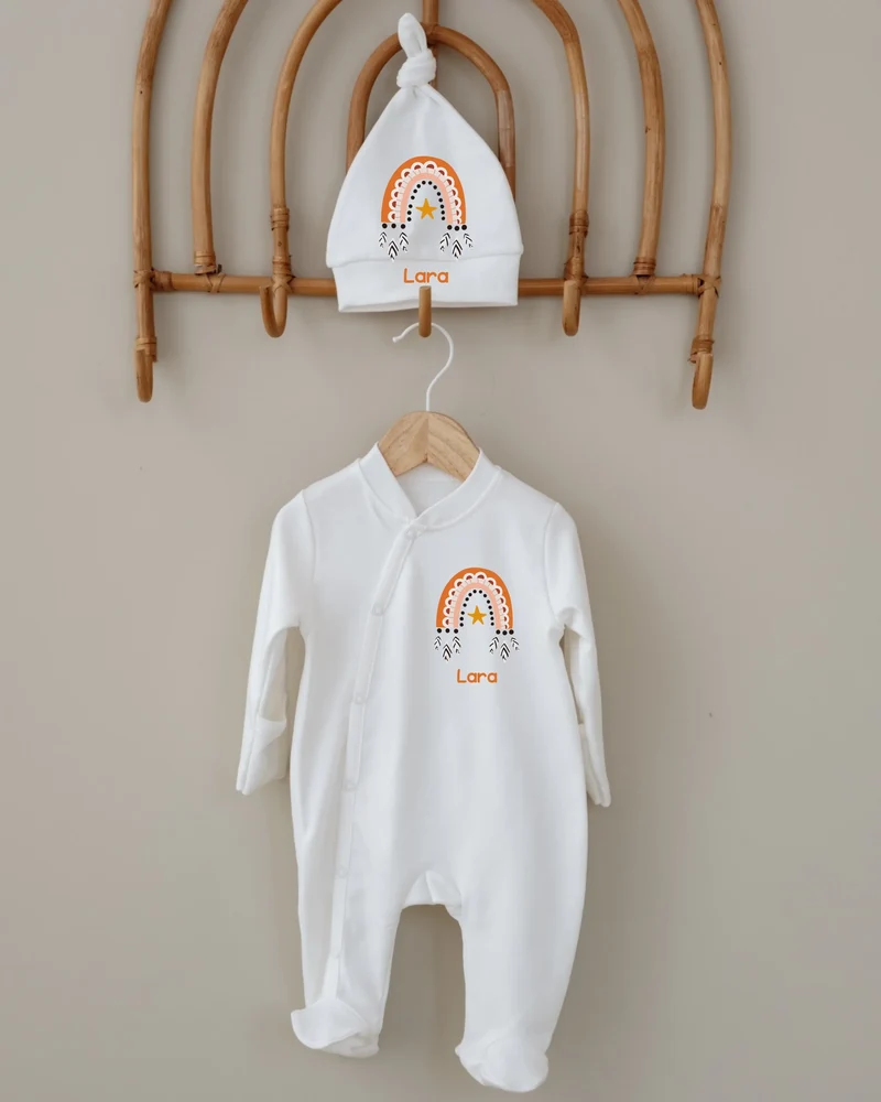 Regenboogjes - Gepersonaliseerd Newborn Boxpakje met Naam – 0-3 Maanden