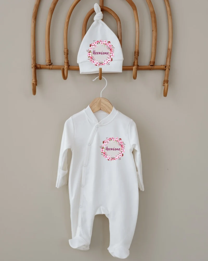 Bloemen - Gepersonaliseerd Newborn Boxpakje met Naam – 0-3 Maanden