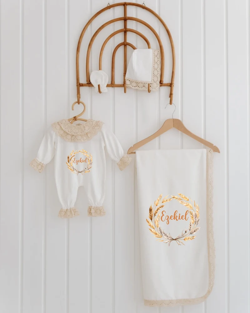 Maagd - Meisjes Newborn Kleding – 4-delige Geboorteset met Kant