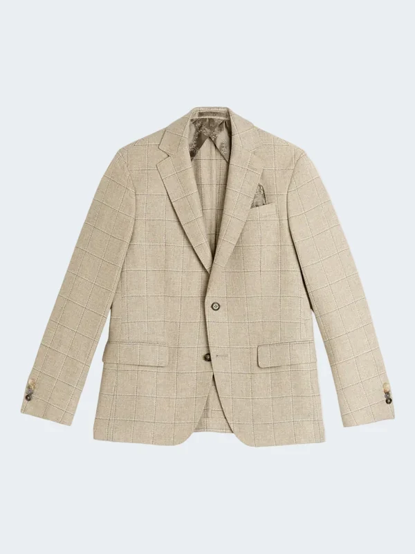 SAND Star Easy Cashmere Wool Check Blazer - Light Camel
