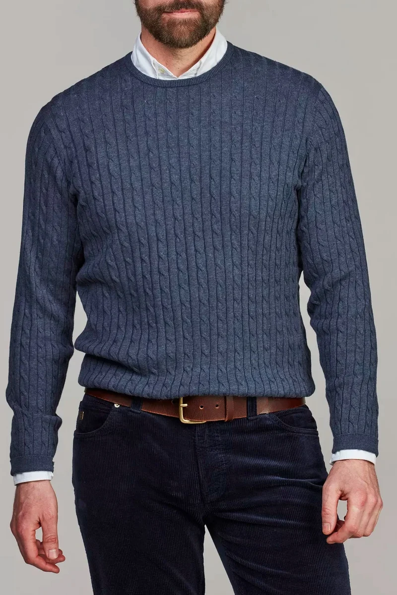 HANSEN & JACOB Crew Neck Cable Knit - Blue