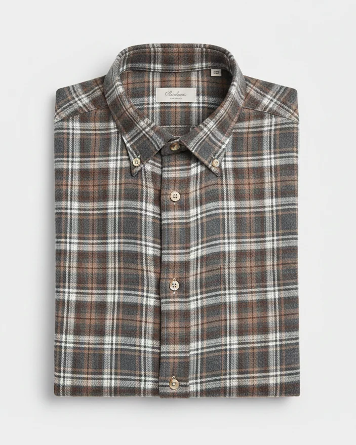 STENSTRÖMS Check Flannel Shirt Regular - Brown
