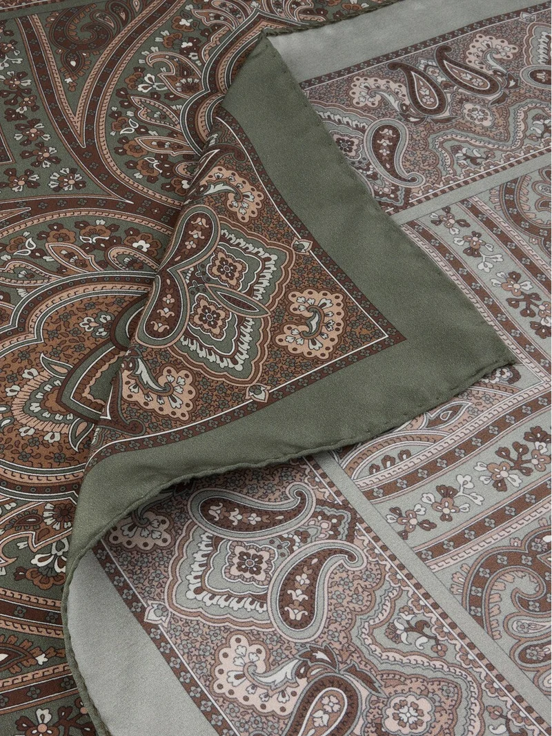 Stenströms Patterned Silk Bandana - Green