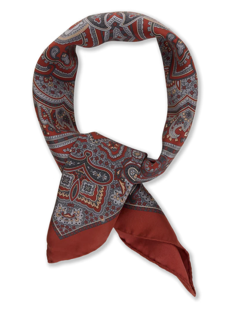 Stenströms Patterned Silk Bandana - Red