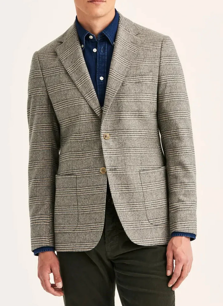 MORRIS Soft Glencheck Blazer - Grey