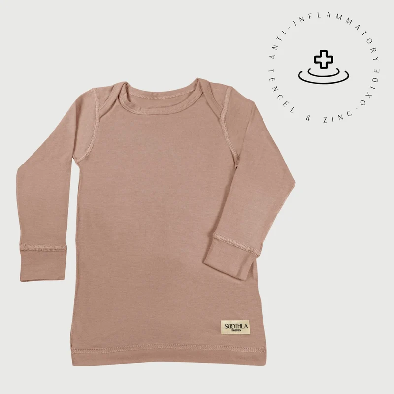 Baby Long-Sleeve Top for Sensitive Skin - Mahogany Rose