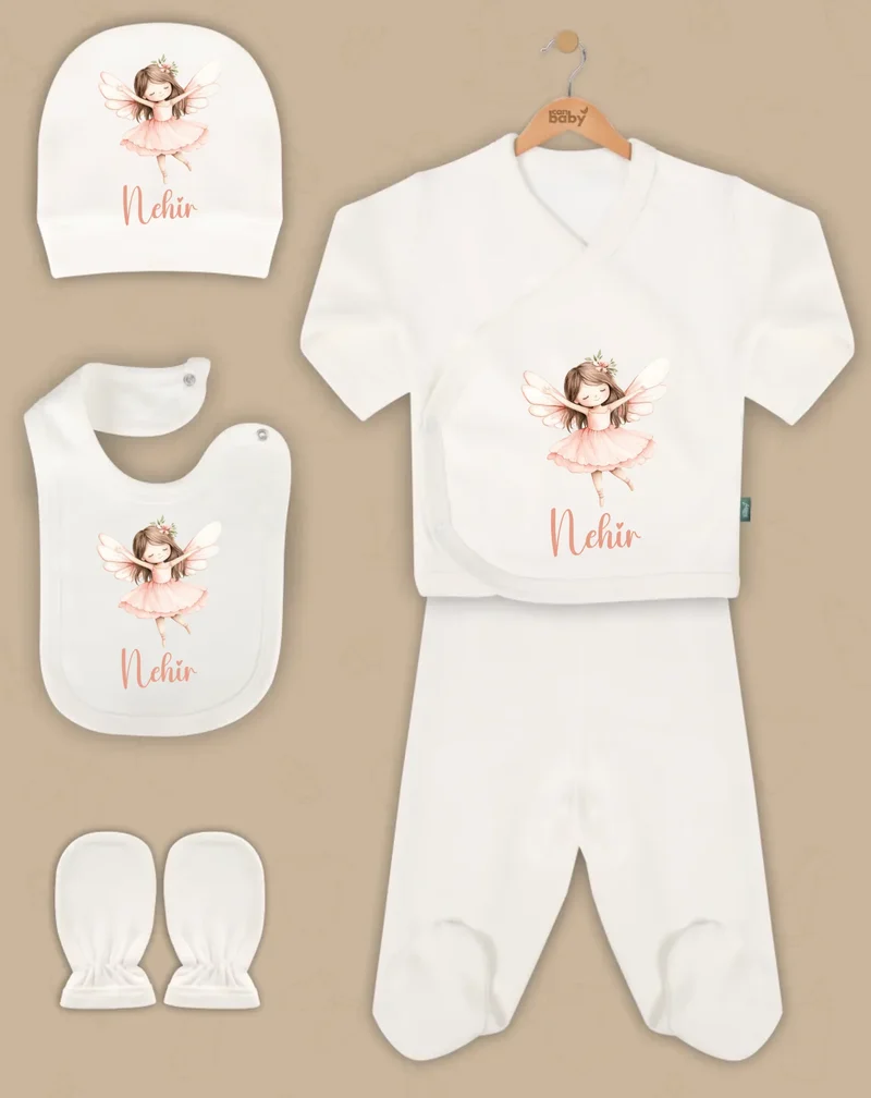 Sprookjesachtige meisjes - Goedkope 5-Delige Gepersonaliseerde Babykleding Cadeauset