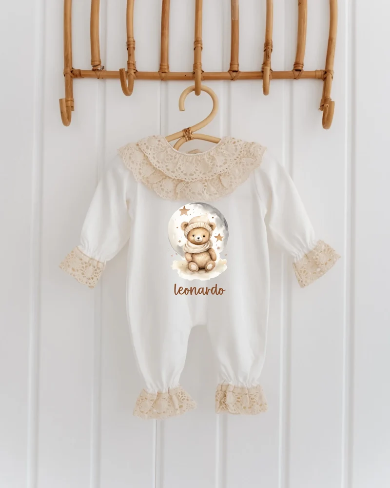 Teddybeer - Kanten Babypakje met Naam
