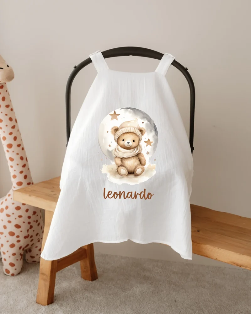 Teddybeer - Gepersonaliseerde Zonnekap Autostoel 0+