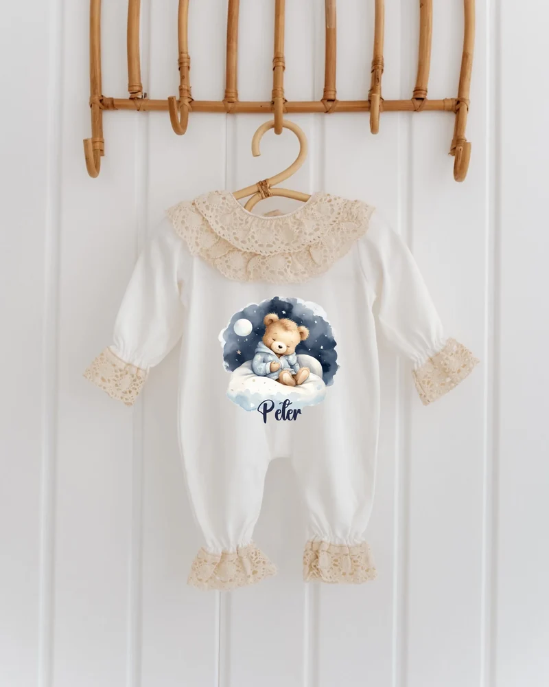 Teddybeer - Kanten Babypakje met Naam