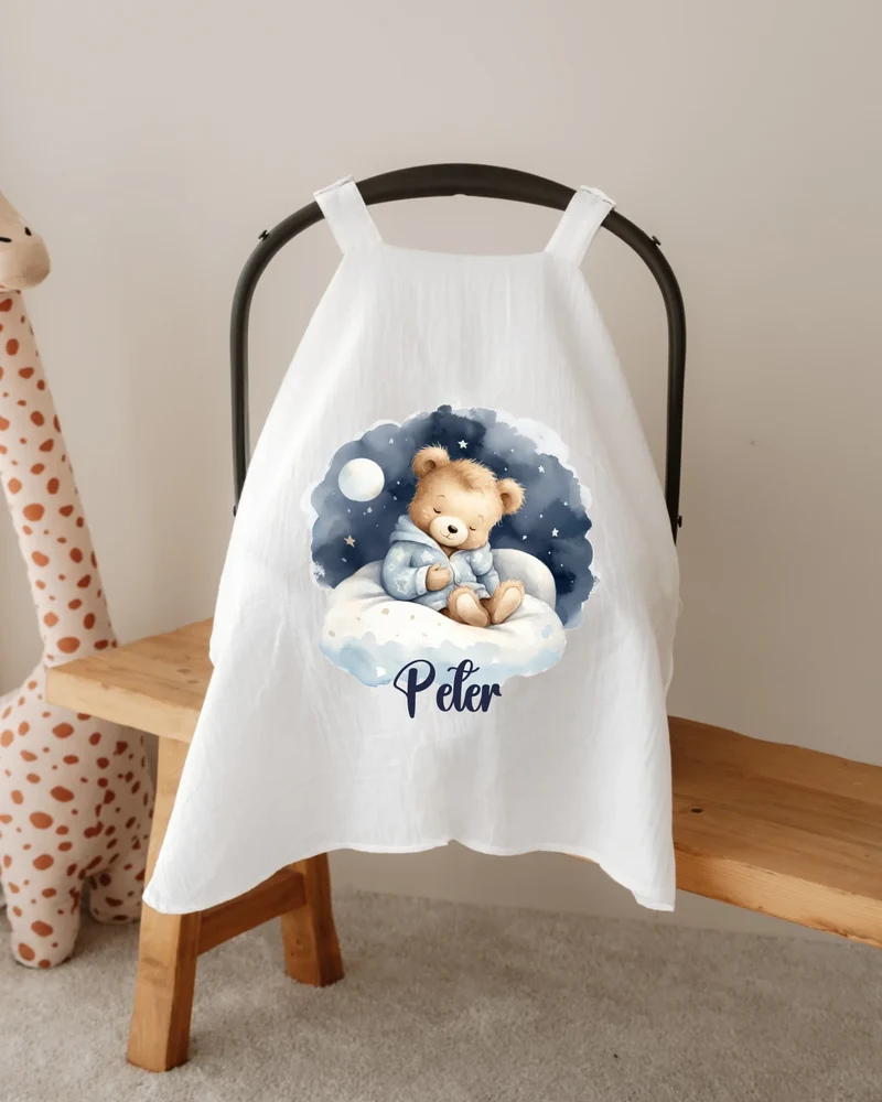 Teddybeer - Gepersonaliseerde Zonnekap Autostoel 0+
