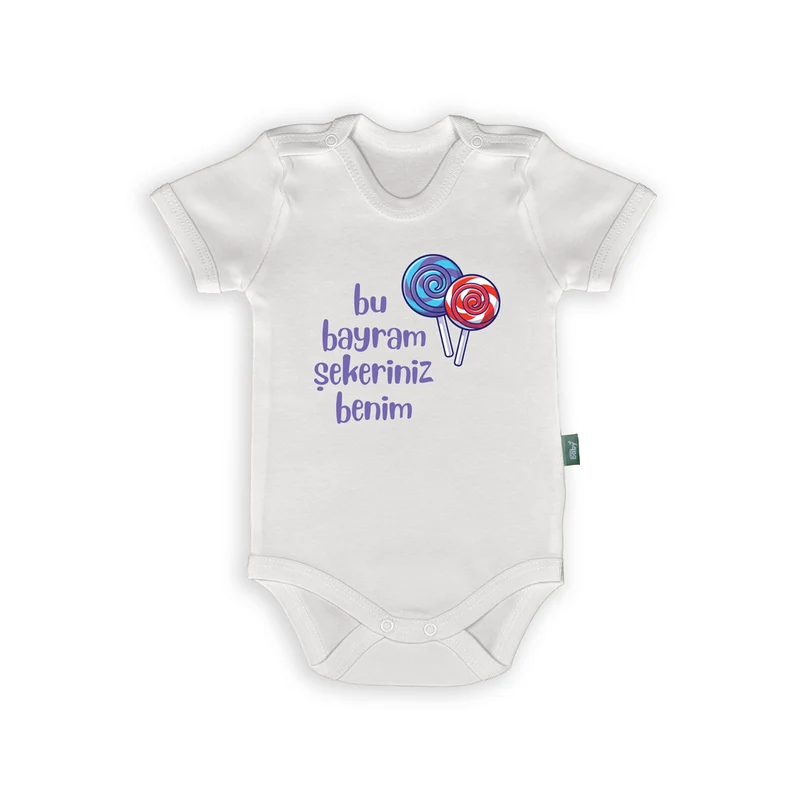 Rompertje met Tekst – “Bu Bayram Şekeriniz Benim” Babyromper met Lollies – Schattig Cadeau voor Bayram