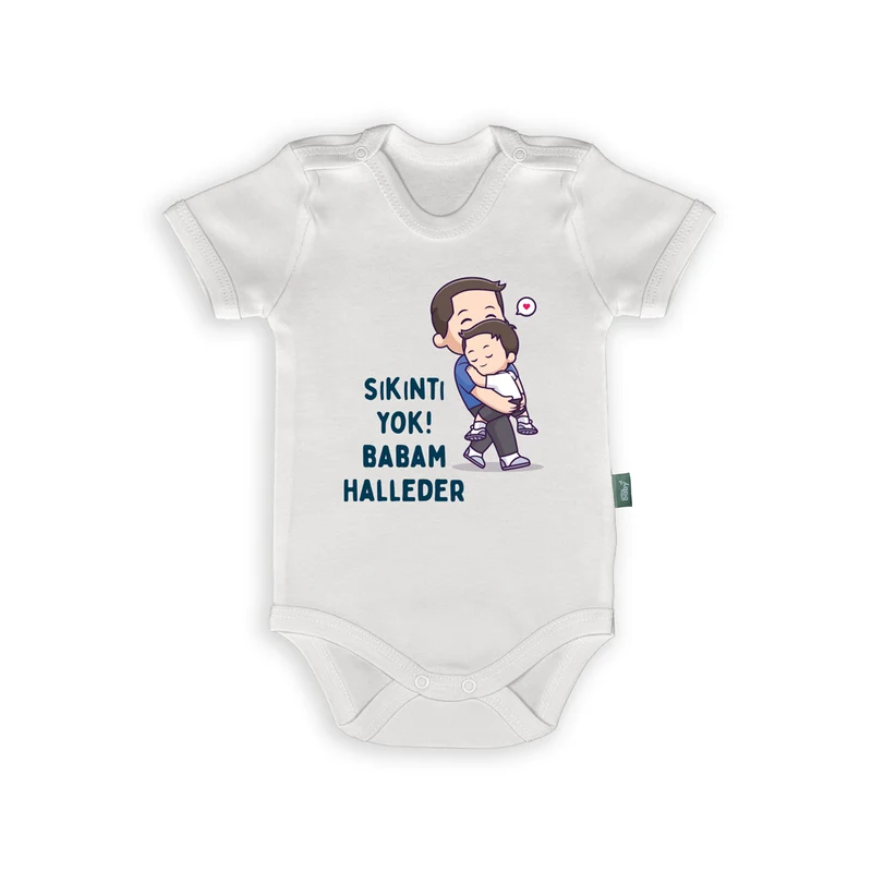 Rompertje met Tekst – “Sıkıntı Yok! Babam Halleder” Babyromper – Lief Cadeau voor Stoere Papa’s