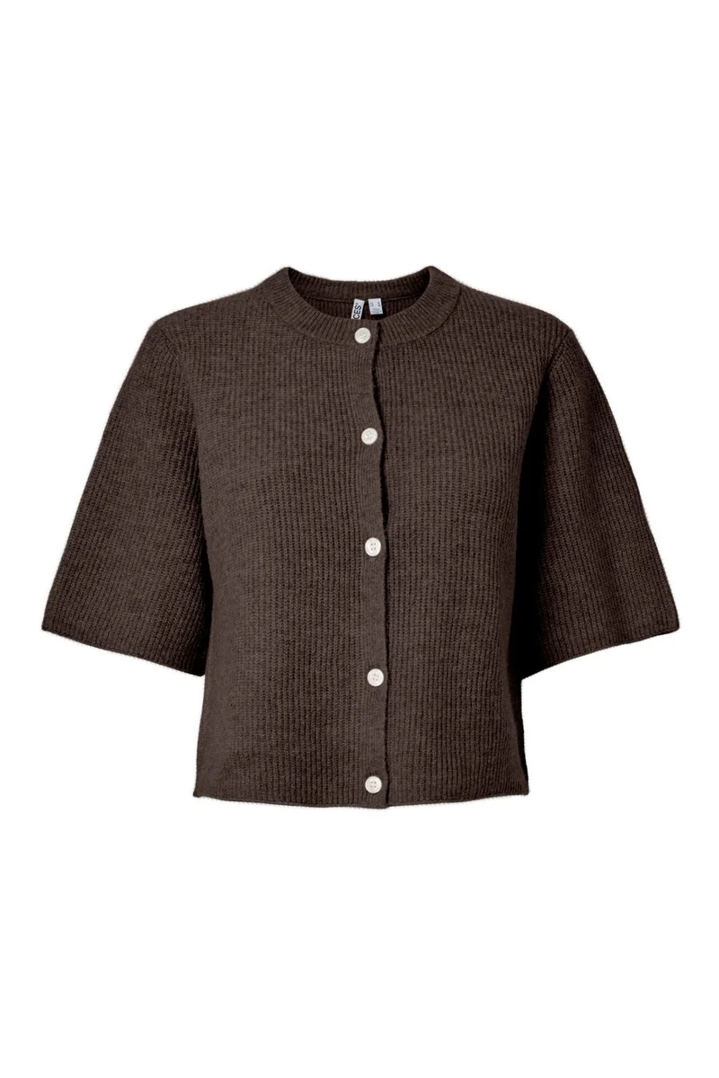 Pieces - Pcsilly Ss O-Neck Knit Cardigan - 5102738 Hot Fudge Melange