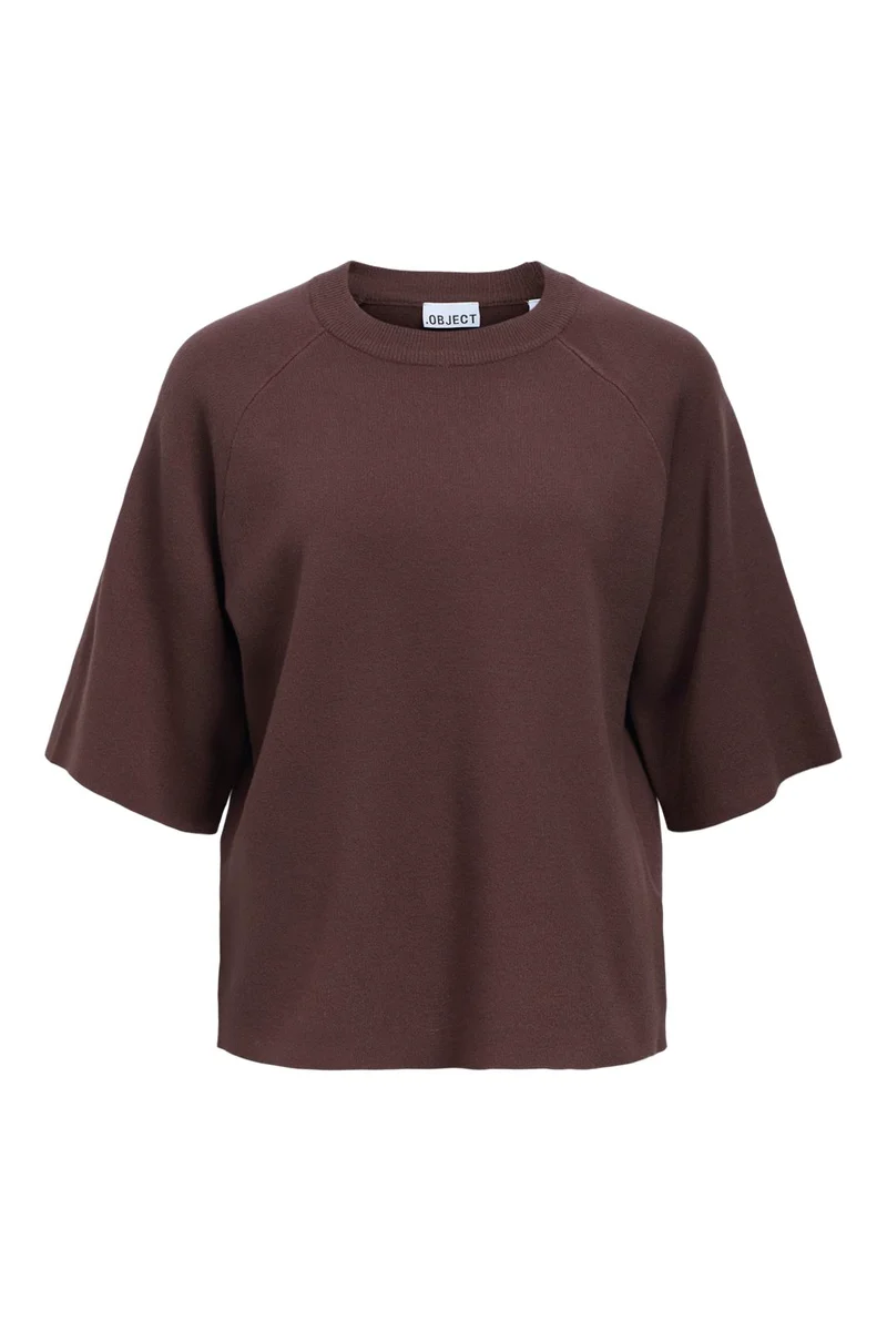Object - Objreynard 2/4 Knit Pullover - 5103933 Seal Brown