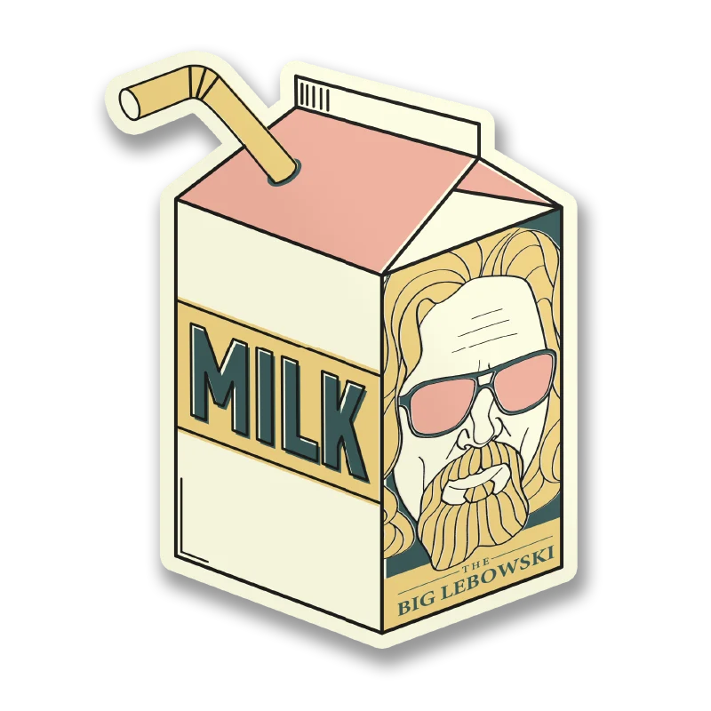 The Dude Milk Package Sticker