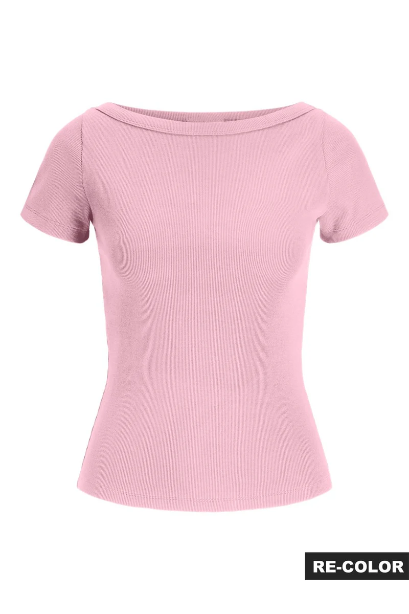 Jjxx - Jxfifi Str Ss Boatneck Tee - 5267248 Parfait Pink