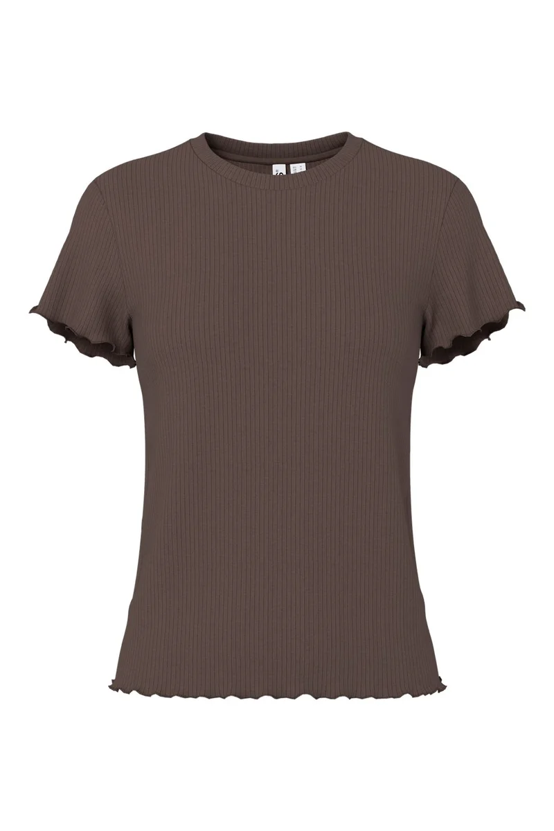 Pieces - Pcnicca Ss O-Neck Top - 5048764 Hot Fudge
