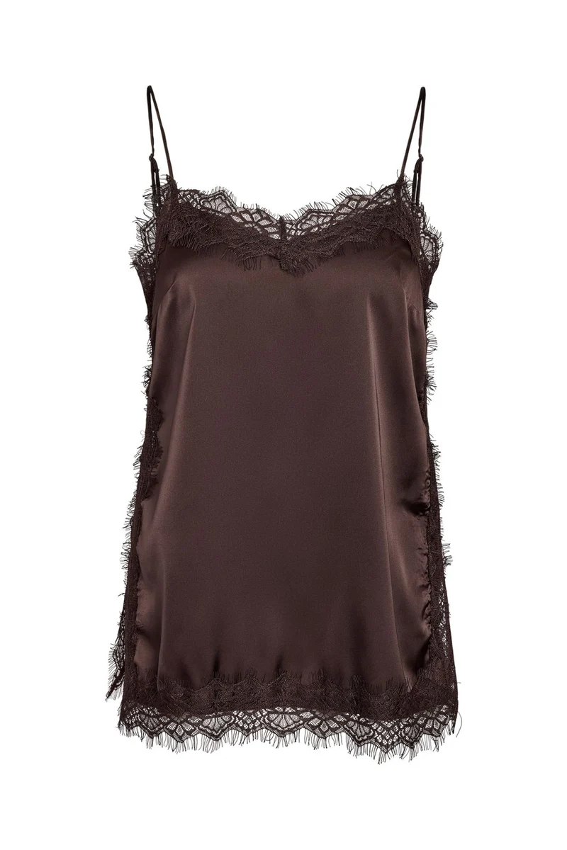 Noisy May - Nmlouise Sl Strap Lace Top - 5081990 Chocolate Brown