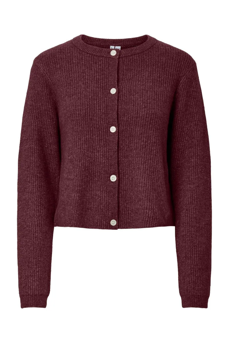 Pieces - Pcsilly Ls O-Neck Knit Cardigan - 4964322 Tawny Port Melange