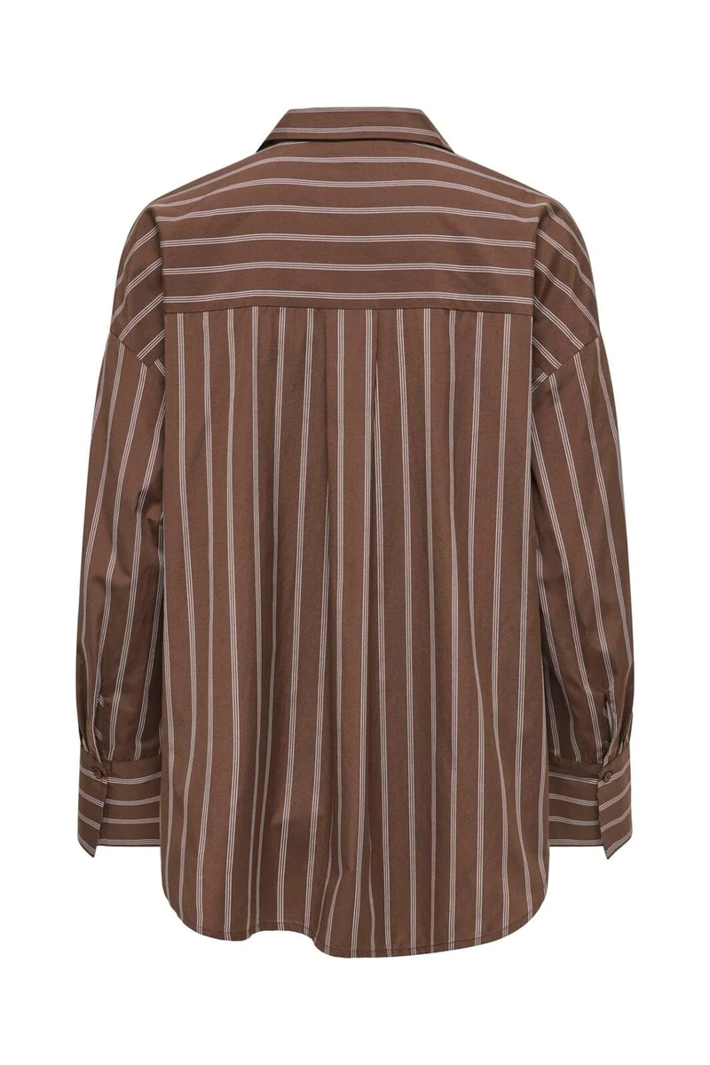 Only - Onloregon Alva Ls Reg Shirt - 5188247 Potting Soil Cloud Dancer