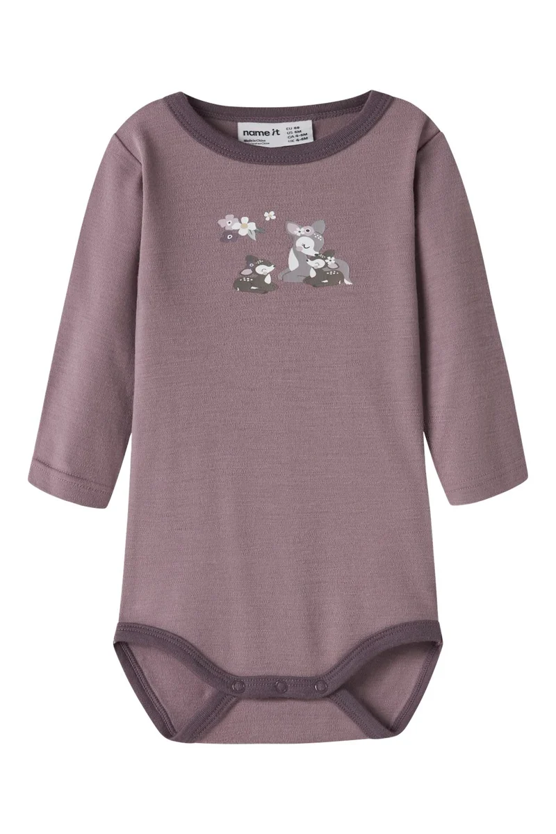 Name It - Nbfwillit Wool Ls Body - 4954614 Toadstool Bambi + Flowers