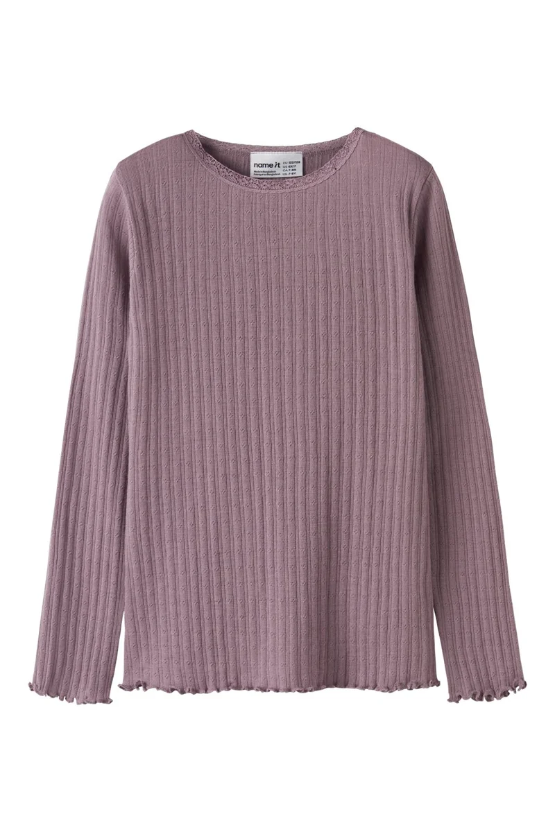 Name It - Nkfwossa Wo/Si Rib Ls Top - 4973641 Toadstool
