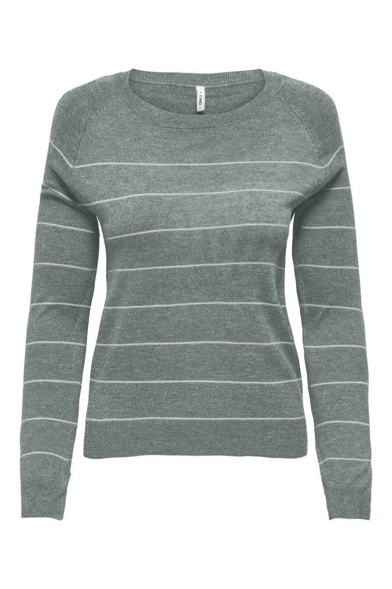 Only - Onlemmi Ls Raglan O-Neck Cc Knt - 4981390 Jadeite Mel/Cloud Dancer/Wide