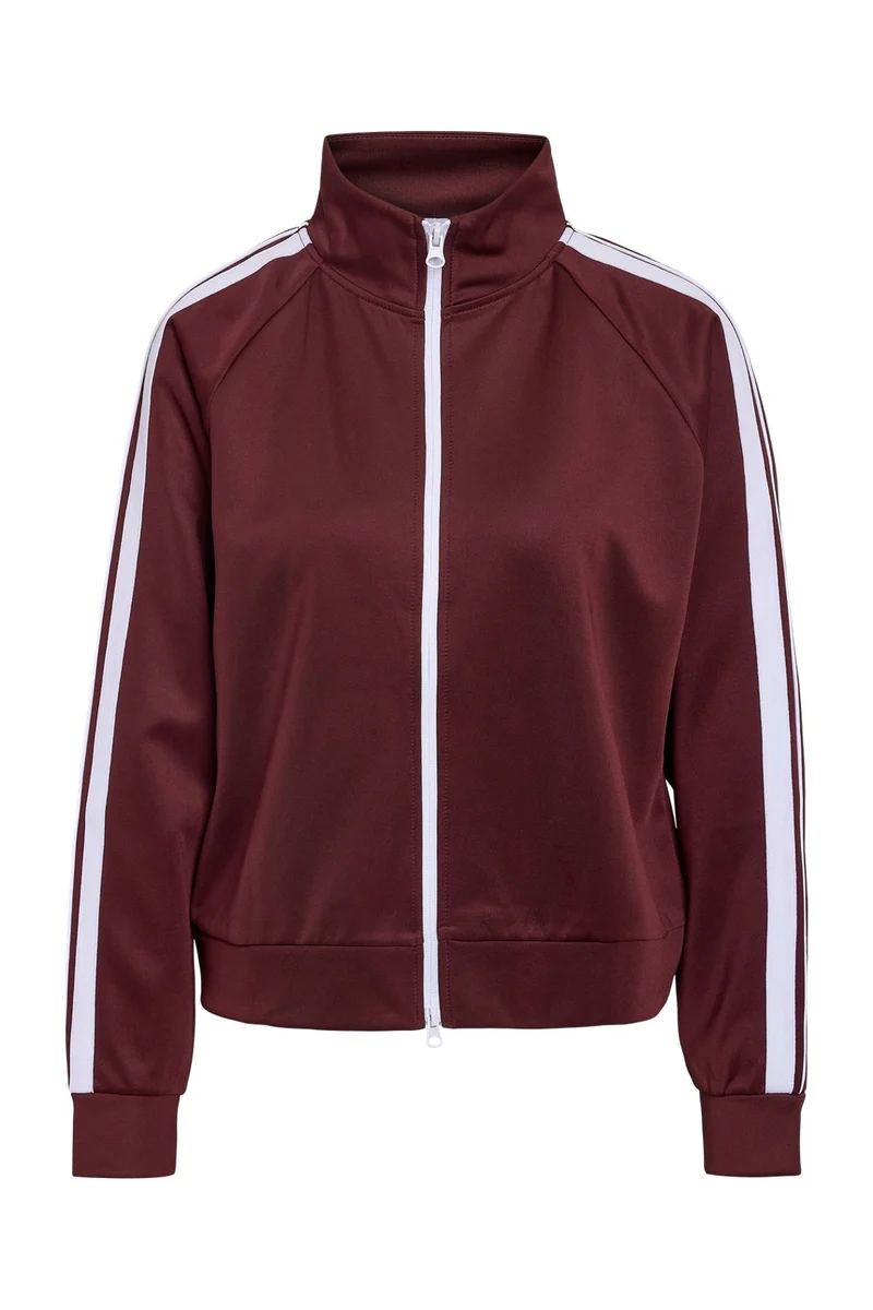 Noisy May - Nmjenna L/S High Neck Zipper - 4837290 Windsor Wine White Stripes