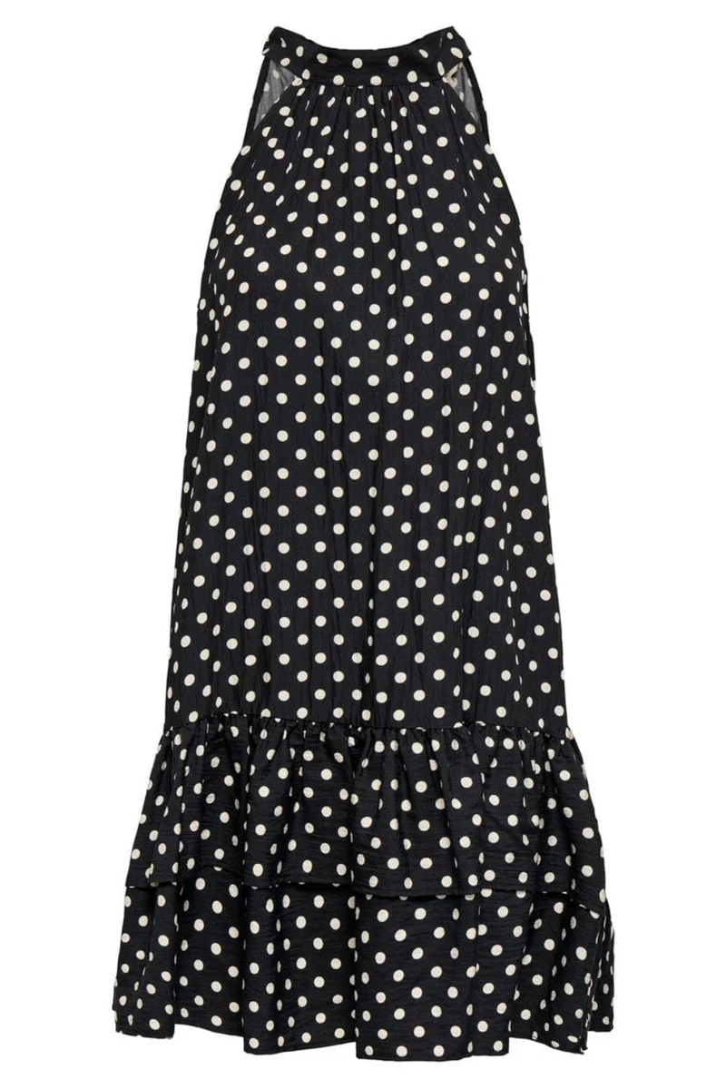 Only - Onlzazie S/L Short Frill Dress - 5140500 Black Sandshell Dot