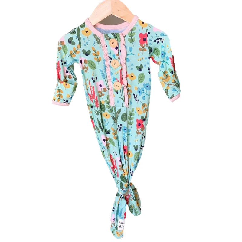 Kozi and Co Le Jardin Ruffled Front Baby Gown