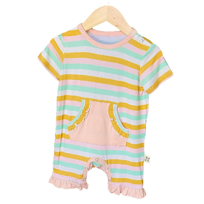 Kozi and Co Peony Stripe Ruffled Romper