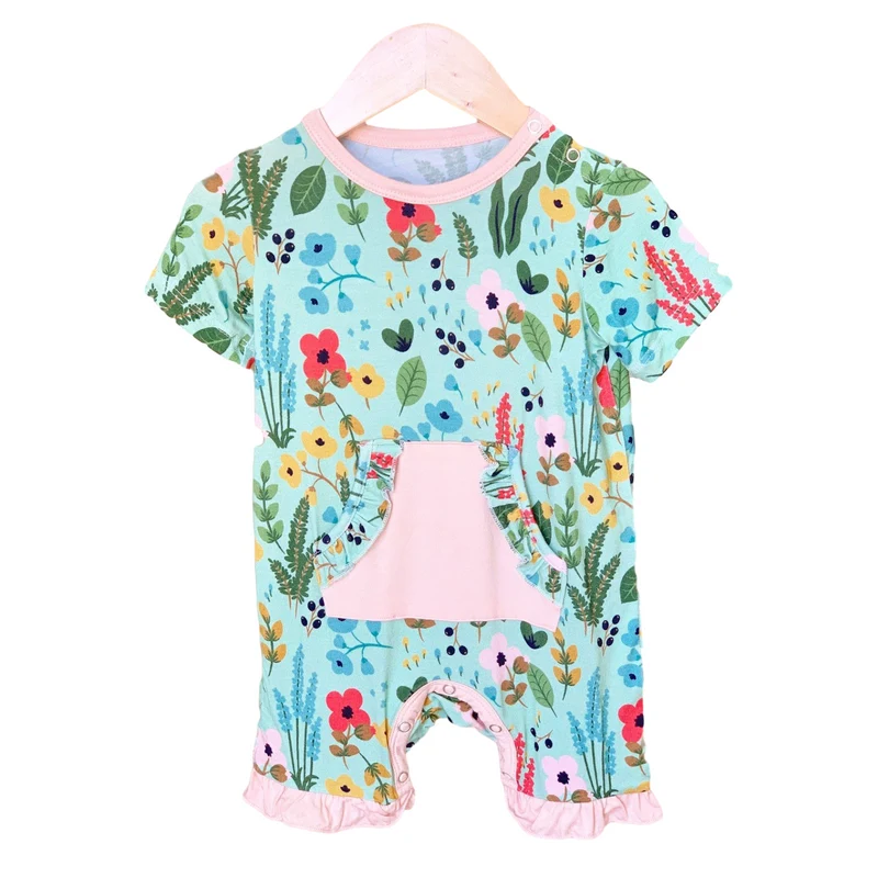 Kozi and Co Le Jardin Ruffled Pocket Romper